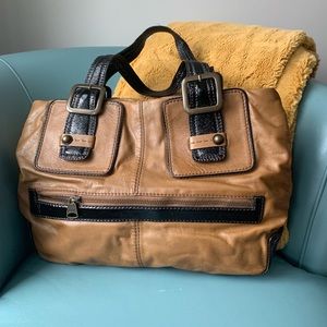 Gap Vegan Leather Dual Tone Tote Bag